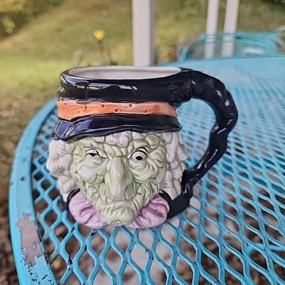 Fitz & Floyd Witch Face Novelty Coffee Cup Mug Vtg 1988 Halloween Witch Mug